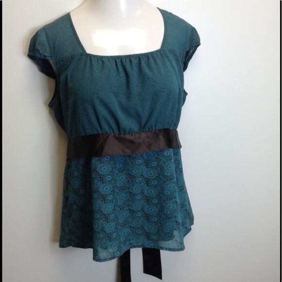 Apt. 9 Cap Sleeve Career Casual Sheer Overlay Top Y2K Style - Picture 1 of 8